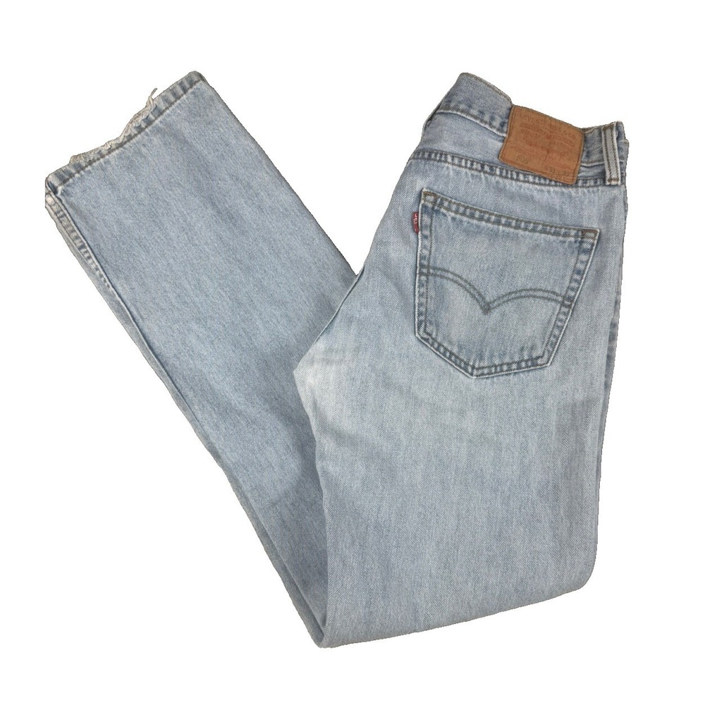 Levis 505 Mens Jeans 31x32 Regular Fit Light Wash 100% Cotton Made Egypt